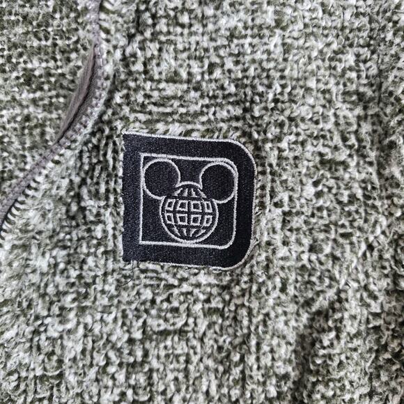 Disney Jacket Womens M Black and White Sherpa Fleece Full Zip Mickey Globe Patch - Picture 5 of 12